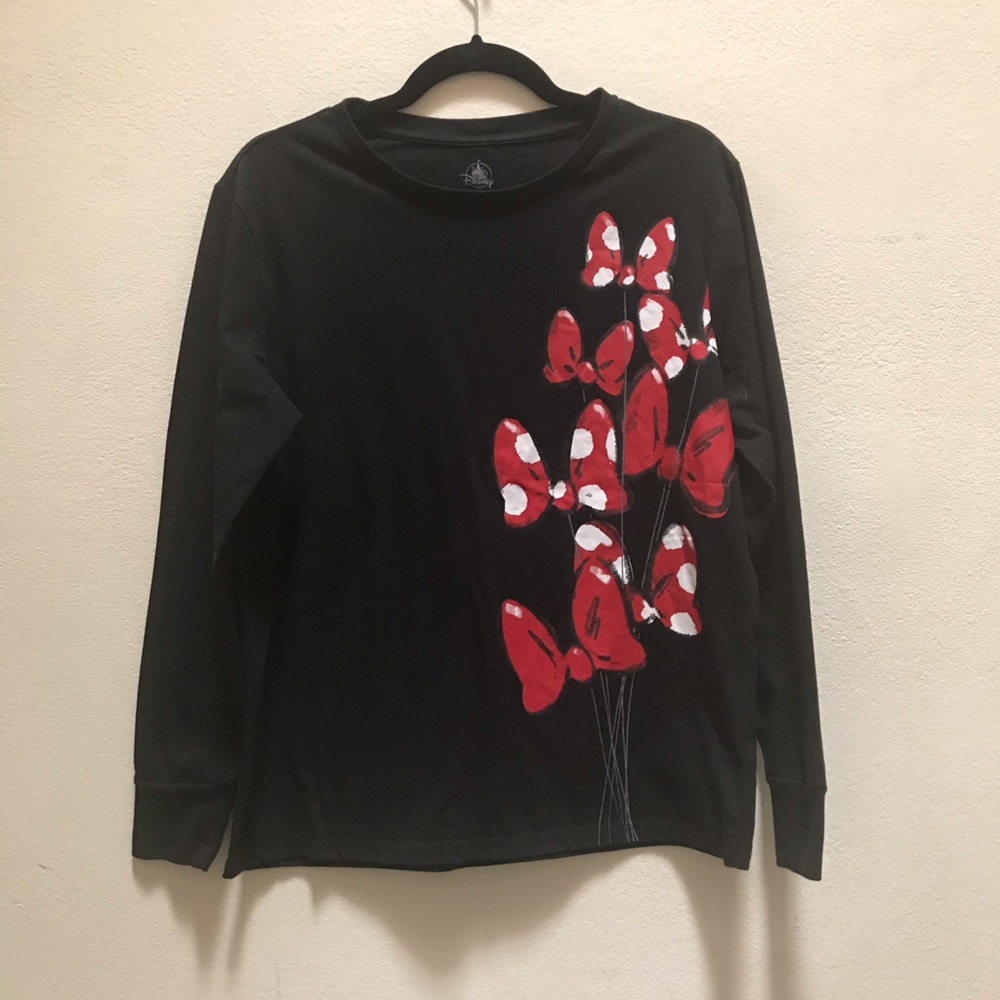 Disney Tee Long Sleeve Black Red Bows